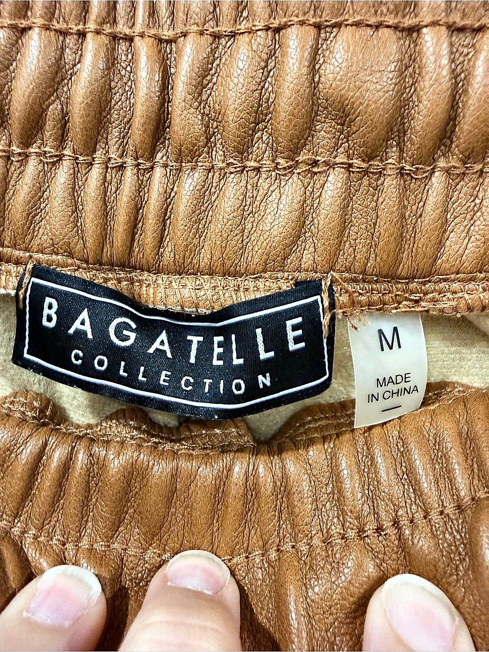 Bagatelle Collection Cognac Faux Leather Jogger Pants Size M - Picture 3 of 5